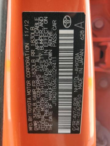 2012 TOYOTA PRIUS C - JTDKDTB34C1029411