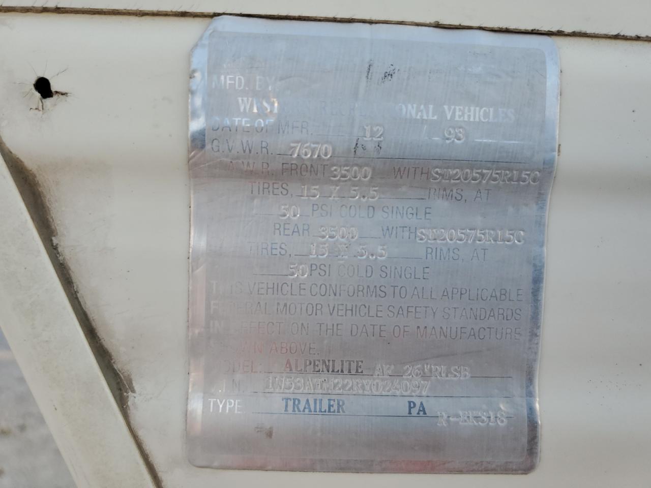 Lot #3284964967 1995 WESTERN RE DREAMER