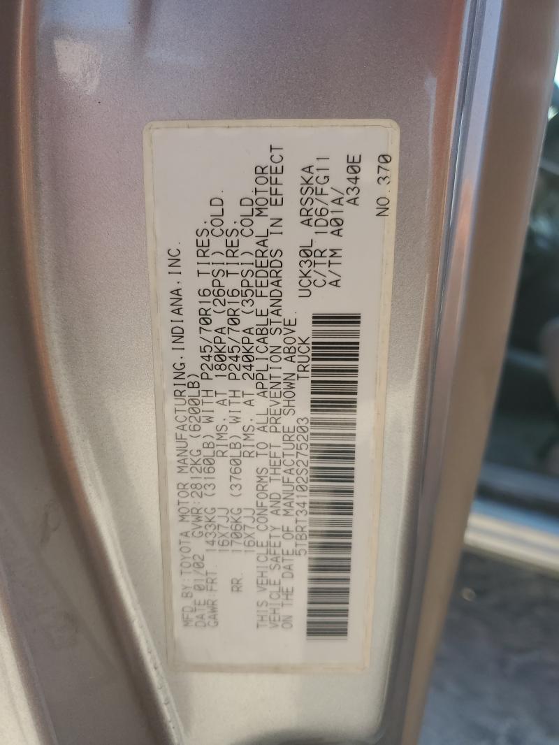 2002 TOYOTA TUNDRA ACC #3294396501