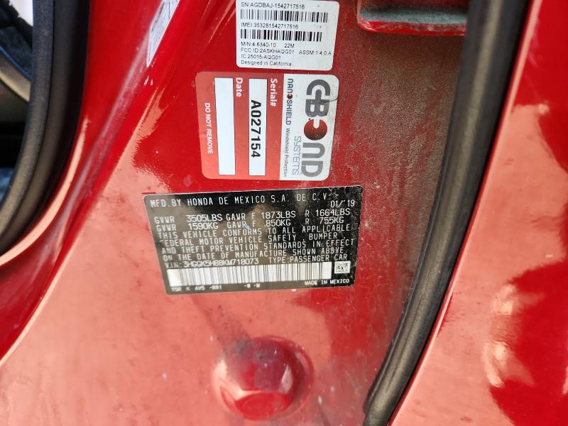 2019 HONDA FIT EX #3298015153