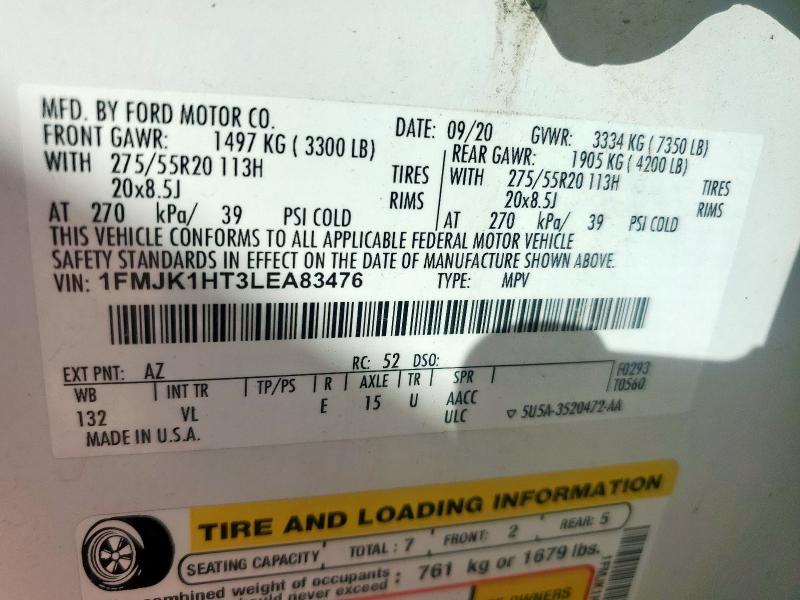 2020 FORD EXPEDITION 1FMJK1HT3LEA83476