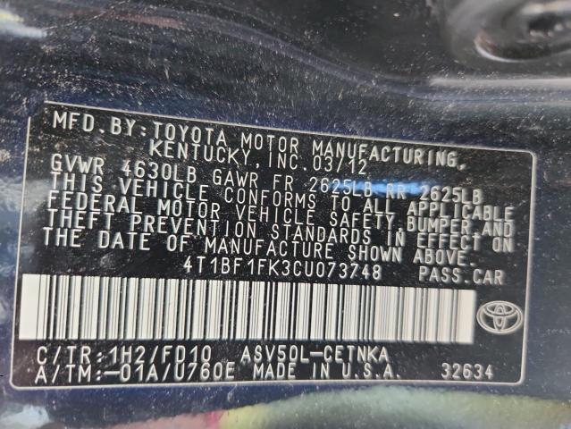 2012 TOYOTA CAMRY BASE - 4T1BF1FK3CU073748