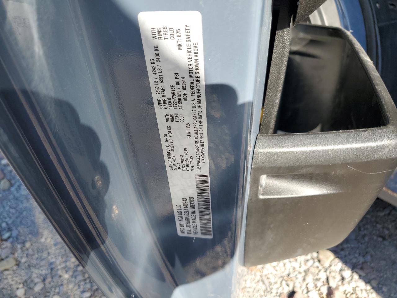 Lot #3304516536 2020 RAM PROMASTER