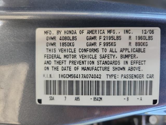 2007 HONDA ACCORD LX #3287340981