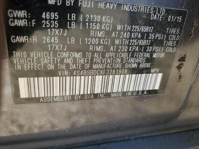 2015 SUBARU OUTBACK 2. - 4S4BSBDCXF3281908