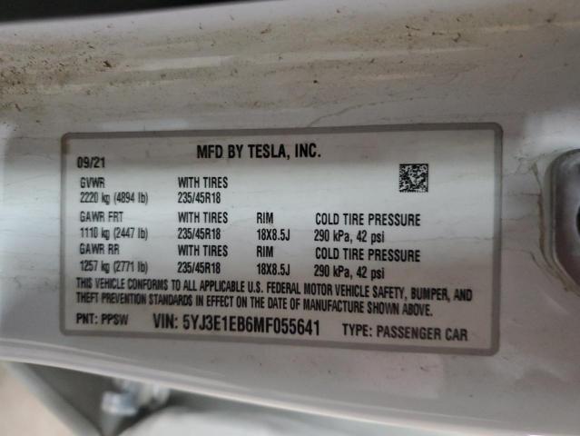 2021 TESLA MODEL 3 #3293540427