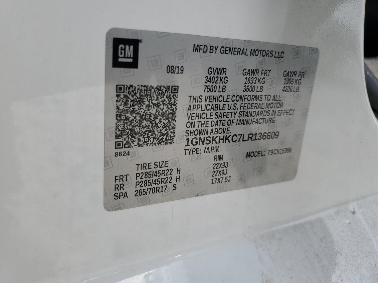 Lot #3285805660 2020 CHEVROLET SUBURBAN K