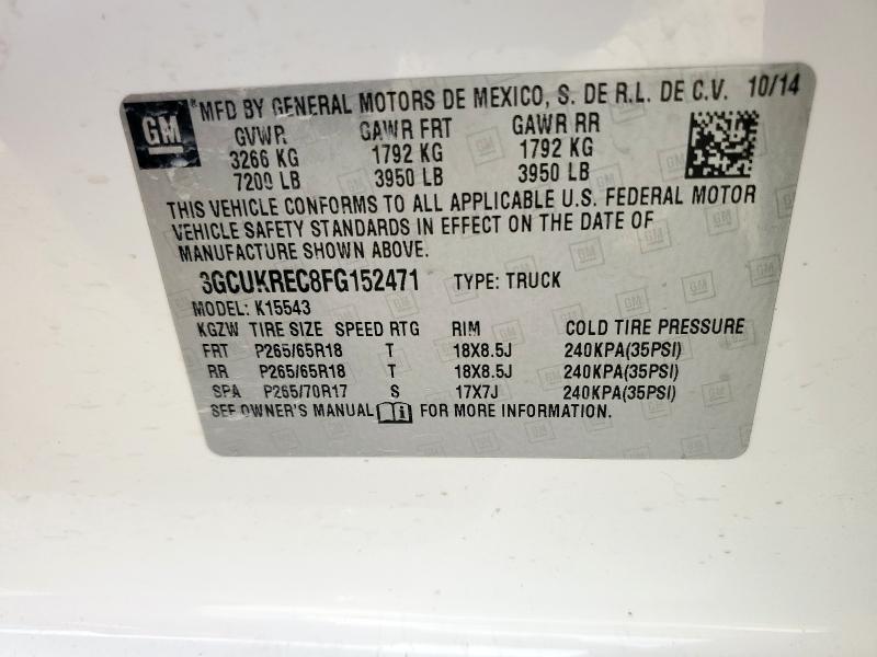 2015 CHEVROLET SILVERADO - 3GCUKREC8FG152471