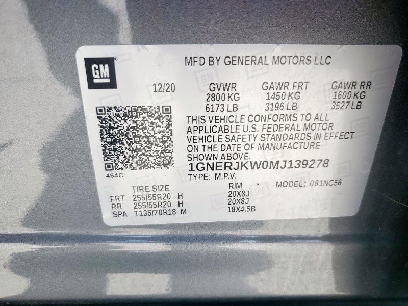 2021 CHEVROLET TRAVERSE R 1GNERJKW0MJ139278