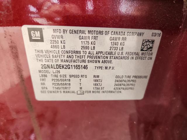 2016 CHEVROLET EQUINOX LT - 2GNALDEK2G1165146