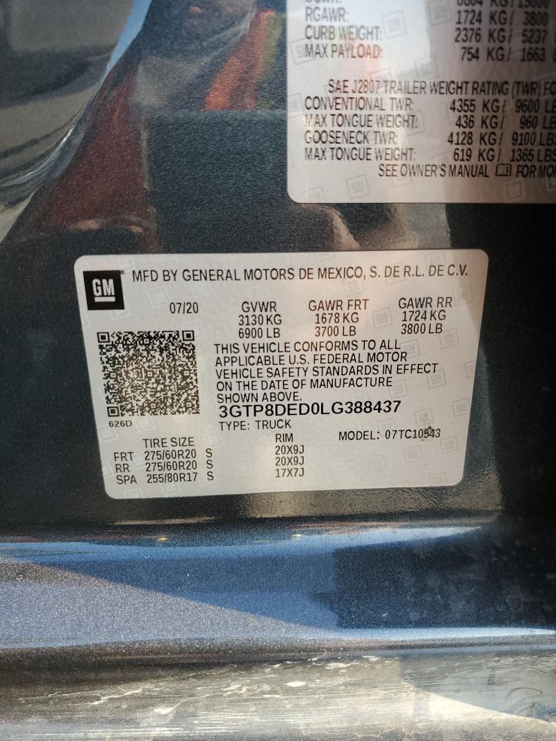 2020 GMC SIERRA C15 - 3GTP8DED0LG388437