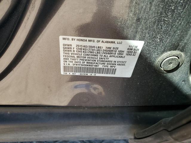 2019 HONDA PILOT EXL 5FNYF5H55KB021087