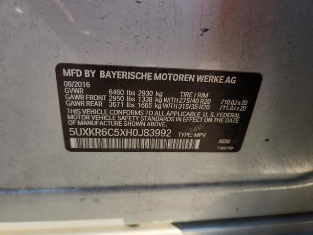 2017 BMW X5 XDRIVE5 5UXKR6C5XH0J83992