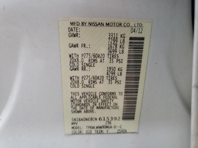 2012 NISSAN ARMADA SV #3281588389