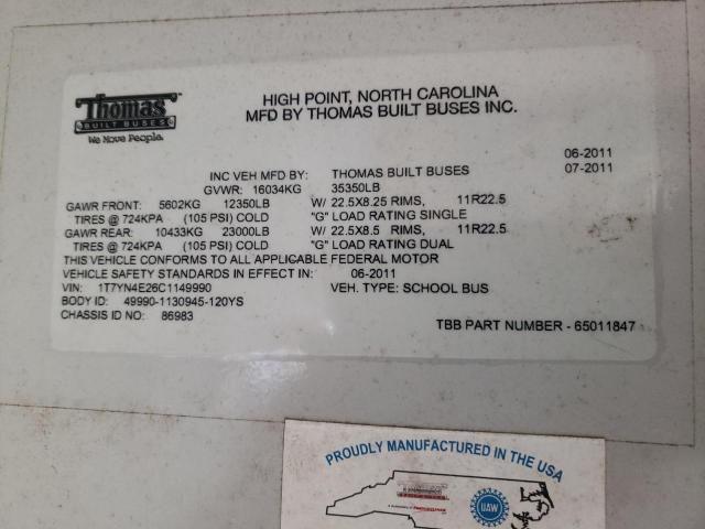 2012 THOMAS SAF-T-LINER HDX #3271671369