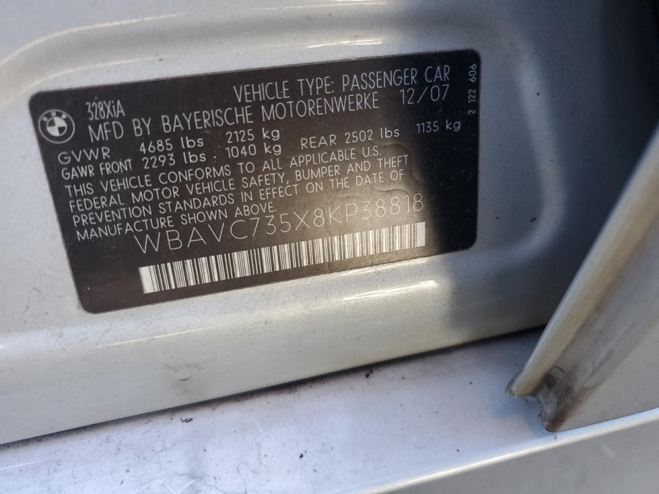 Lot #3274799098 2008 BMW 328 XI SULEV