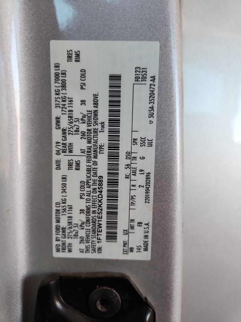 2019 FORD F150 SUPER - 1FTEW1E52KKD45889