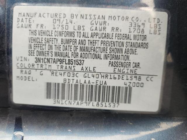 2015 NISSAN VERSA S 3N1CN7AP9FL851537