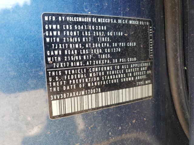 2018 VOLKSWAGEN TIGUAN SE 3VV3B7AX4JM170678