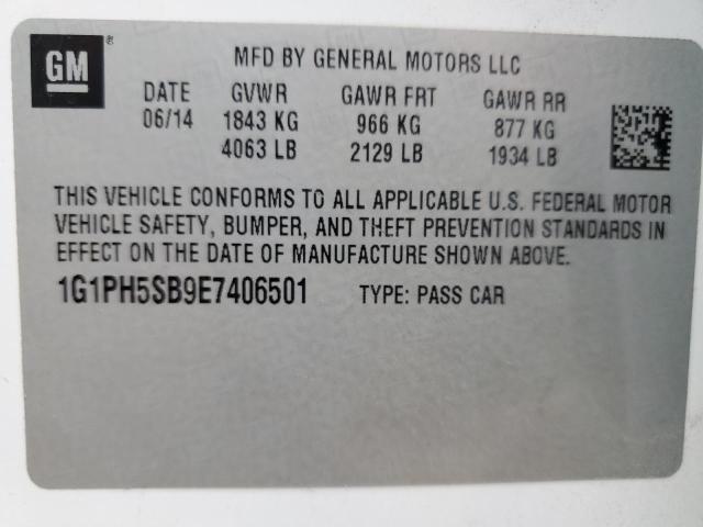 2014 CHEVROLET CRUZE ECO - 1G1PH5SB9E7406501