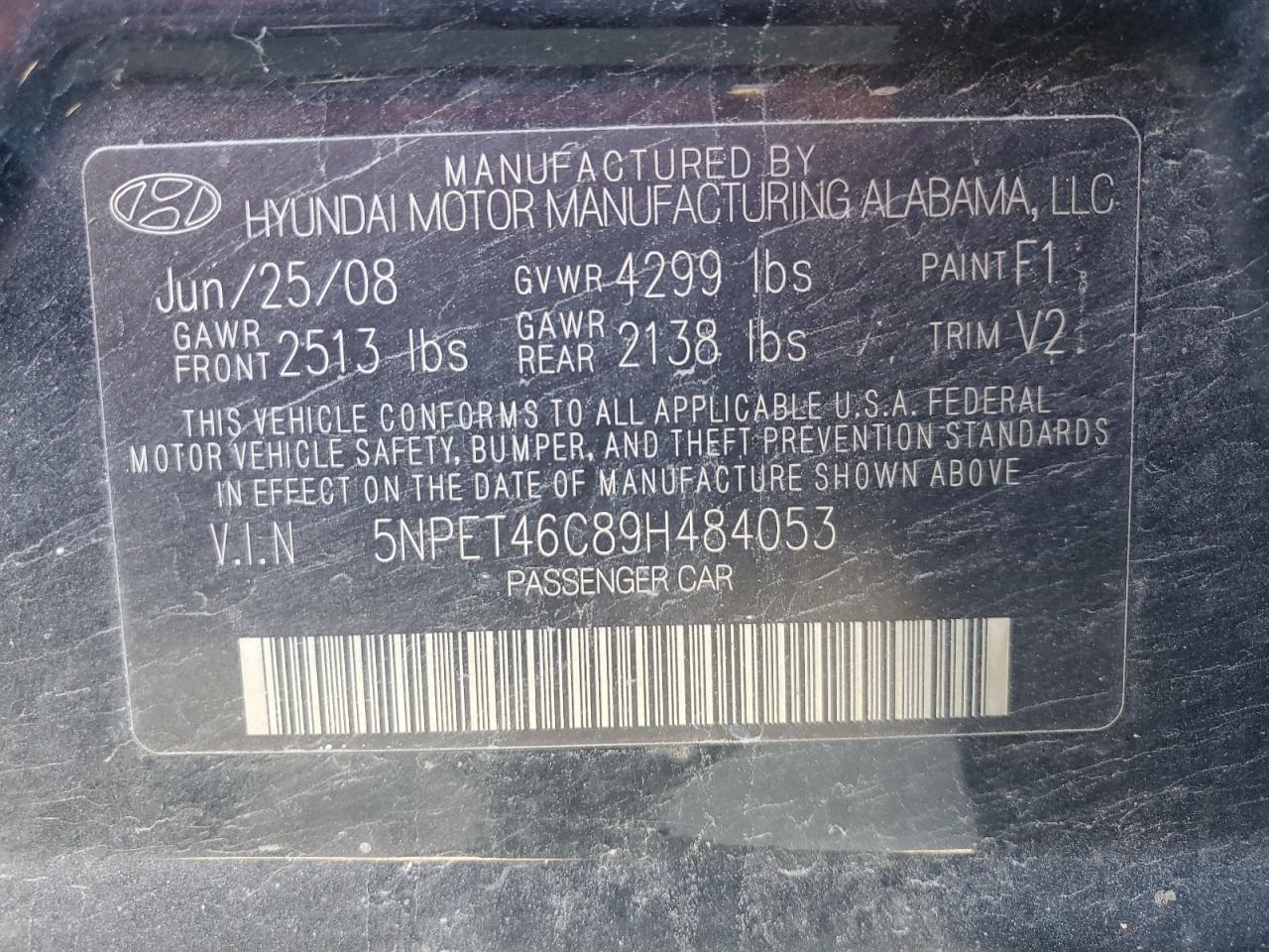 Lot #3291436154 2009 HYUNDAI SONATA GLS