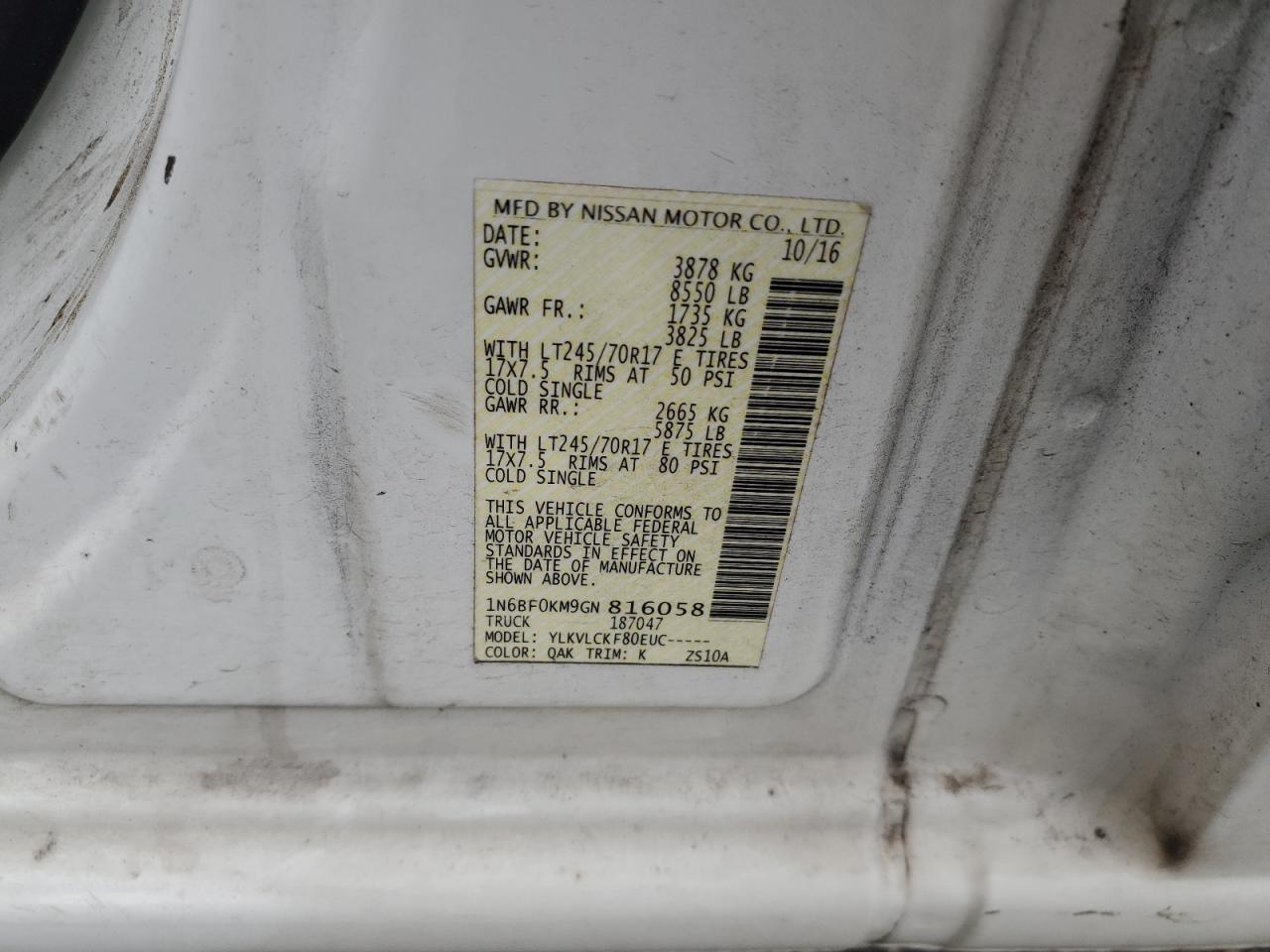 NISSAN NV1500 1500 S