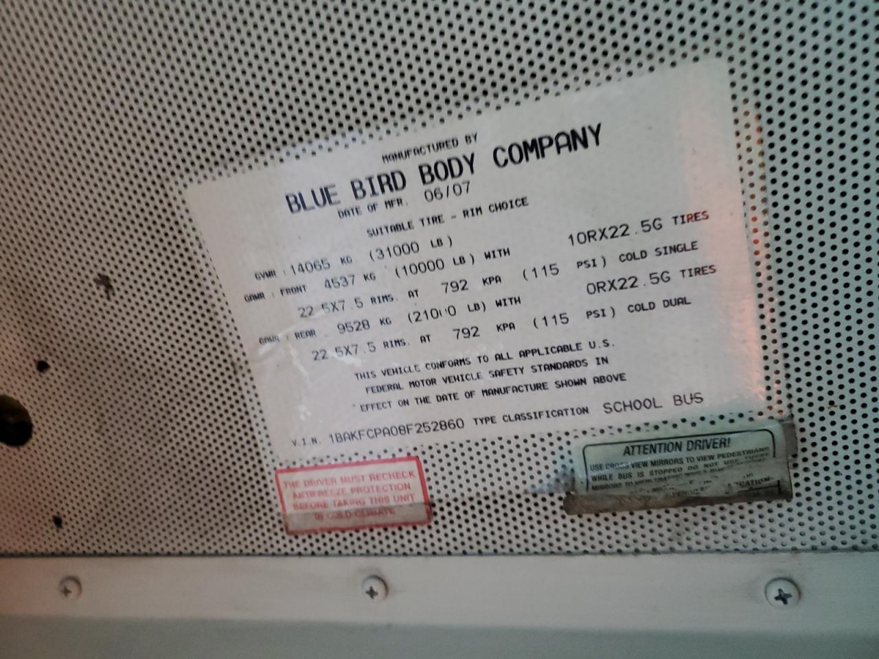 Lot #3276362829 2008 BLUE BIRD SCHOOL BUS