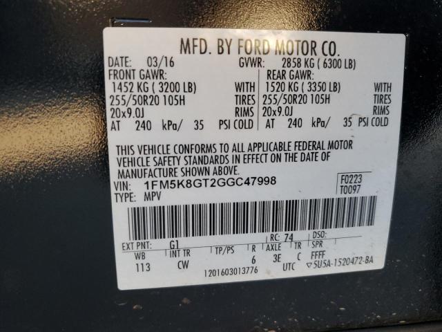 2016 FORD EXPLORER S - 1FM5K8GT2GGC47998