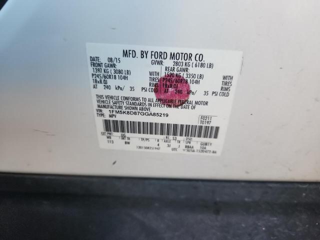 2016 FORD EXPLORER X - 1FM5K8D87GGA85219