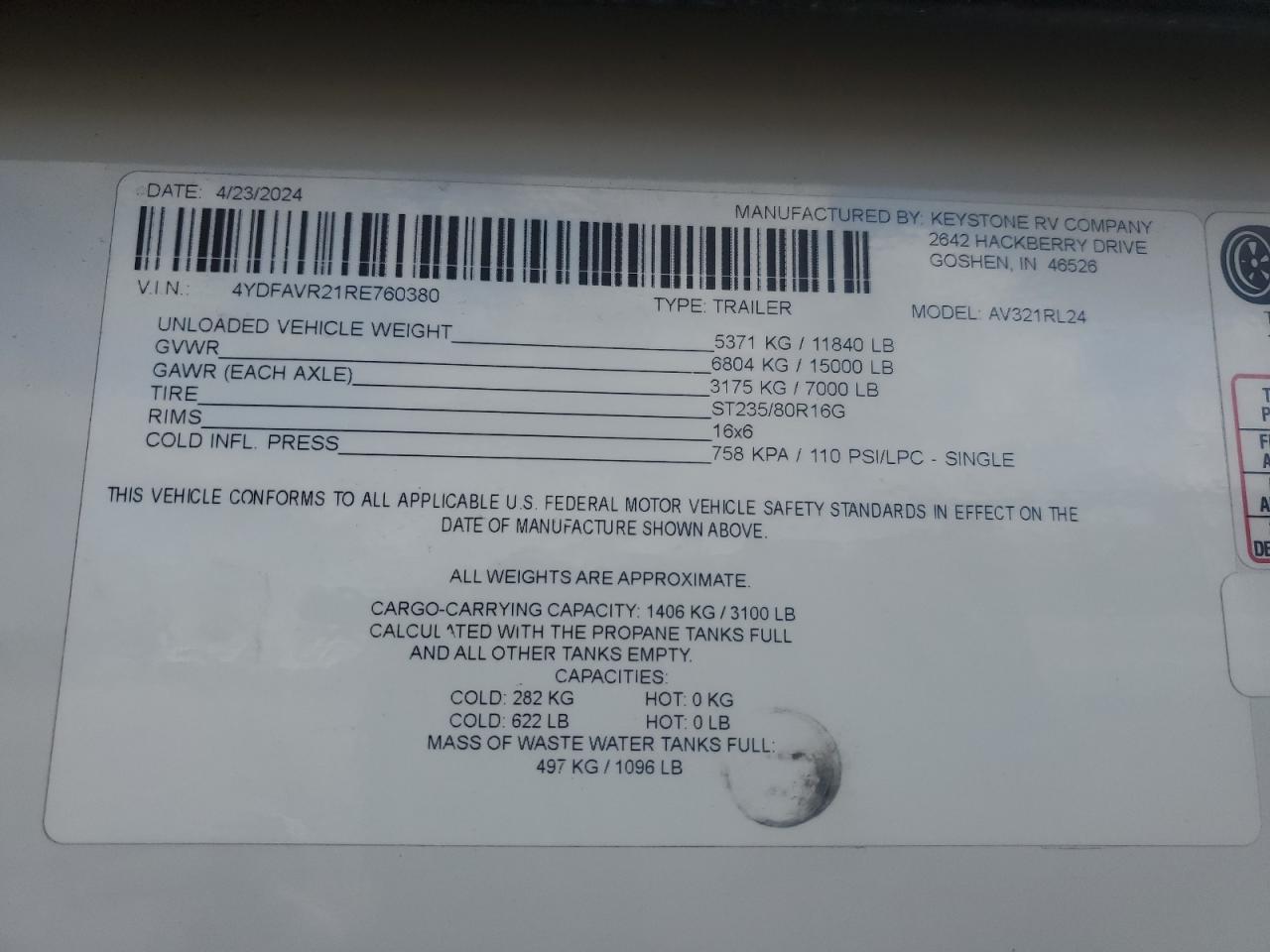 Lot #3284625345 2024 KEYSTERVCO ALPINE