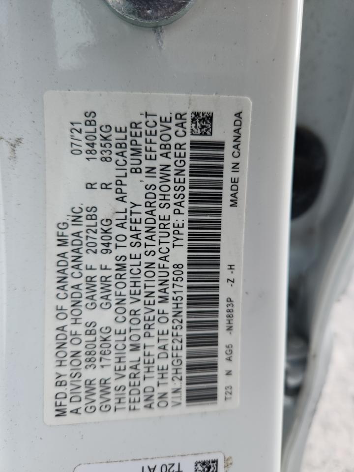 Lot #3311667228 2022 HONDA CIVIC SPOR