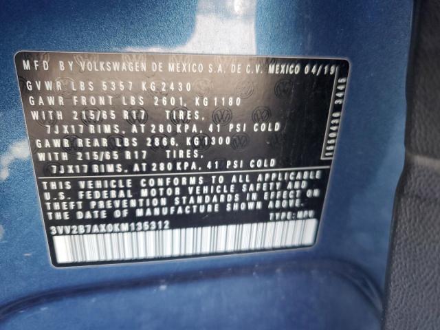 2019 VOLKSWAGEN TIGUAN SE - 3VV2B7AX0KM135312