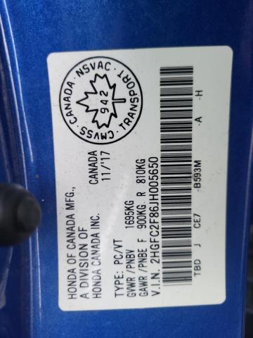 2018 HONDA CIVIC EX - 2HGFC2F86JH005650