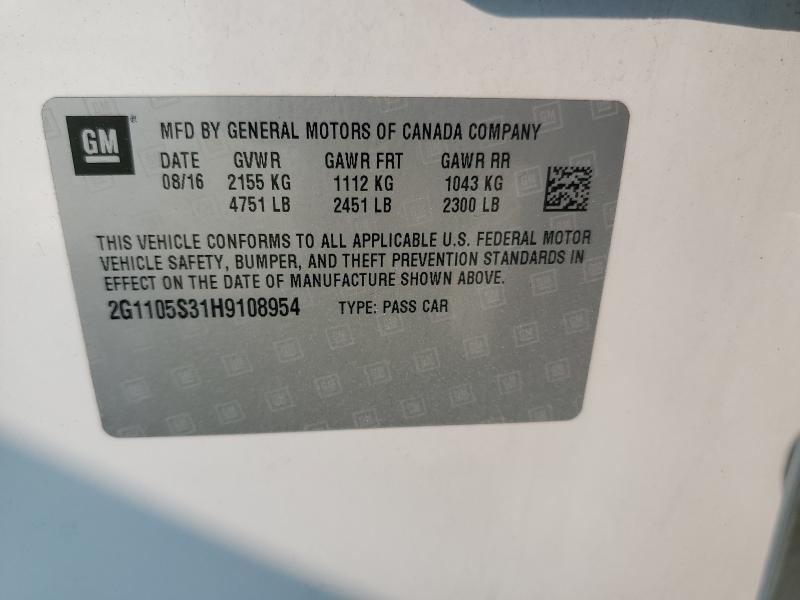 2017 CHEVROLET IMPALA LT 2G1105S31H9108954