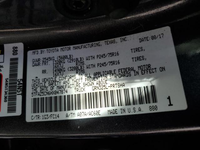 2017 TOYOTA TACOMA DOU 5TFAZ5CN6HX047874