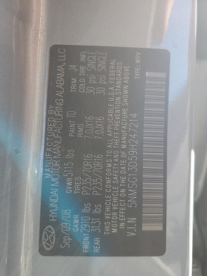 Lot #3309723837 2009 HYUNDAI SANTA FE G