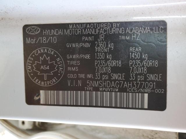 2010 HYUNDAI SANTA FE S - 5NMSHDAG7AH377091