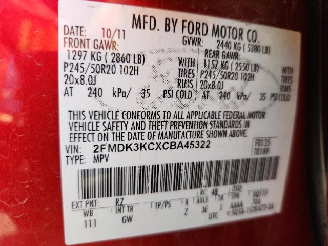2012 FORD EDGE LIMIT - 2FMDK3KCXCBA45322