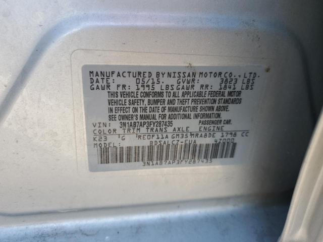 2015 NISSAN SENTRA S 3N1AB7AP3FY287435