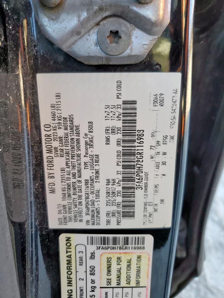 Lot #3305679734 2016 FORD FUSION SE