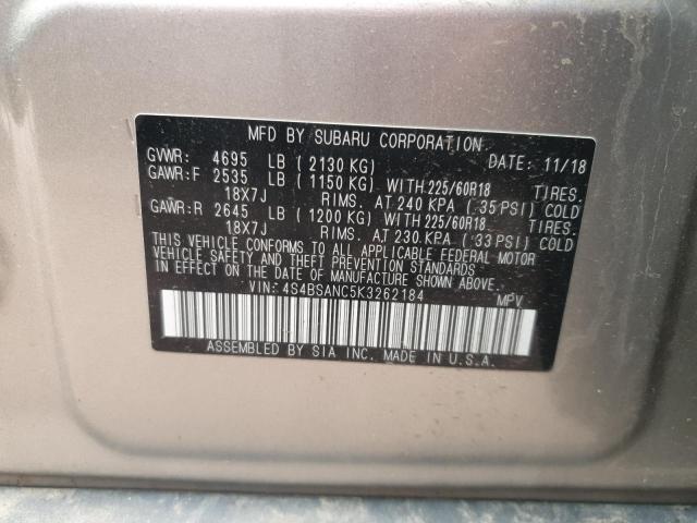 2019 SUBARU OUTBACK 2. 4S4BSANC5K3262184