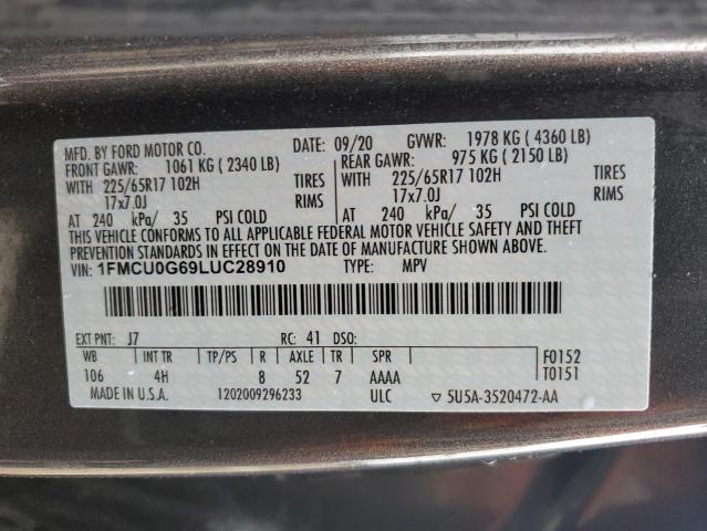 2020 FORD ESCAPE SE - 1FMCU0G69LUC28910