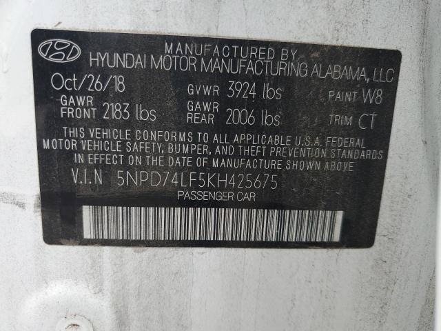 2019 HYUNDAI ELANTRA SE - 5NPD74LF5KH425675