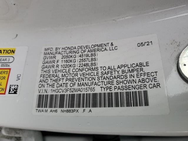 2021 HONDA ACCORD HYB 1HGCV3F52MA015765