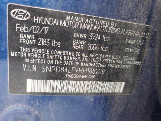 2017 HYUNDAI ELANTRA SE 5NPD84LF9HH188209