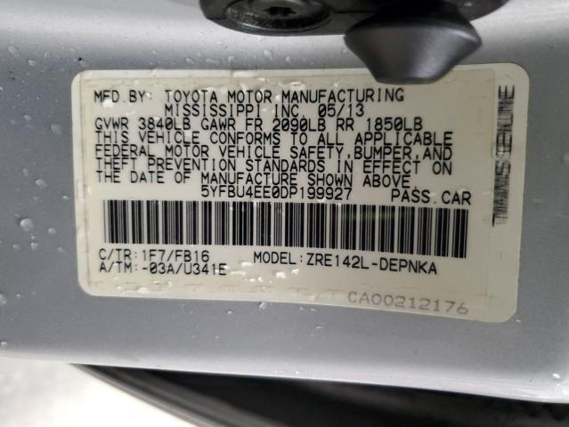 2013 TOYOTA COROLLA BA - 5YFBU4EE0DP199927