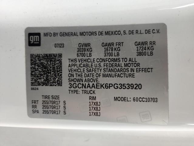 2023 CHEVROLET SILVERADO C1500 3GCNAAEK6PG353920