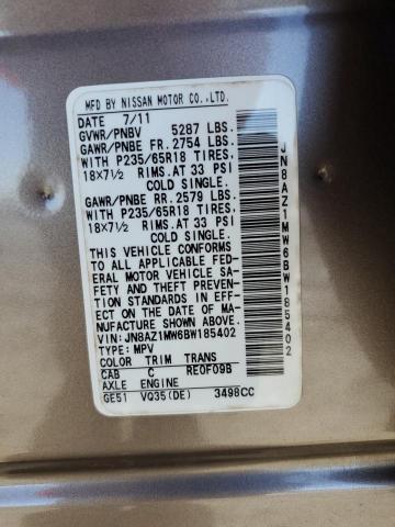 2011 NISSAN MURANO S - JN8AZ1MW6BW185402