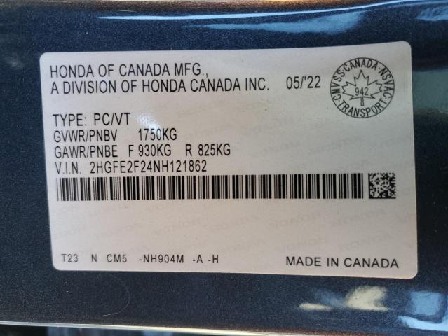 2022 HONDA CIVIC LX - 2HGFE2F24NH121862