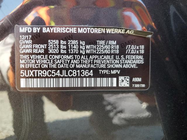 2018 BMW X3 XDRIVE3 5UXTR9C54JLC81364